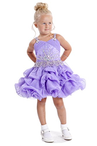 6900896959380 - STARY BABY GIRLS' SPAGHETTI BEADING INFANT TODDLER MINI CUPCAKES PAGEANT DRESSES 1/1T US PURPLE