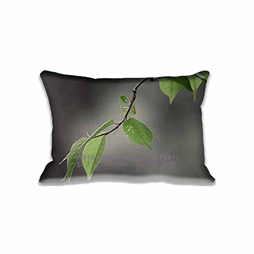 6900904044152 - GREEN AND GRAY LEAVES UNIQUE THROW PILLOW COVERS PRINT MACRO PILLOWS BEDROOM COTTON CASE AERO DECORATIVE PILLOWCASE SET FOR HOME AND HOTEL