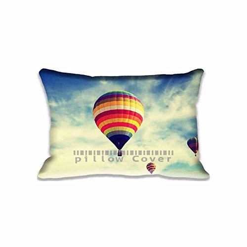 6900904055622 - COOL ZIPPERED SOFA CUSHION COVERS BALOON FLY SEA WALLPAPER PILLOW CASE PROTECTORS ; BEST DESIGNS OF FANTASY PILLOW COVER PATTERN