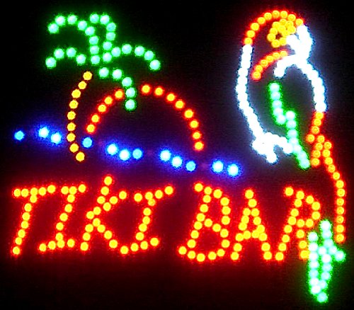 0690102539951 - PARROT TIKI BAR NEON LED FLASHING SIGN WITH PALM TREE AND OCEAN 18 X 16