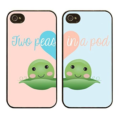 6901236342145 - IPHONE 5, SET OF 2, BFF BEST FRIENDS FOREVER LOVER SNAP ON RUBBER CASE COVER FOR APPLE IPHONE 5 5S (TWO BEAD PEAS IN A POD)