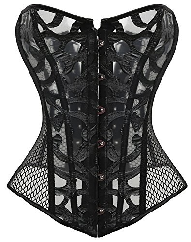 GSHAPPYGO WOMEN'S STRAPLESS LACE HOLLOW MESH PUSH UP BUSTIER