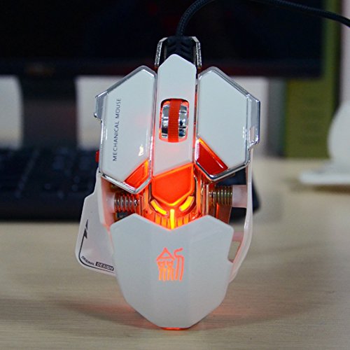 6901992161165 - JIANSHENGYIZU JS-L10 CLASSIC 10-KEY WIRED PROFESSIONAL GAME MOUSE W/ COLORFUL LED LIGHT ¨C WHITE +RED