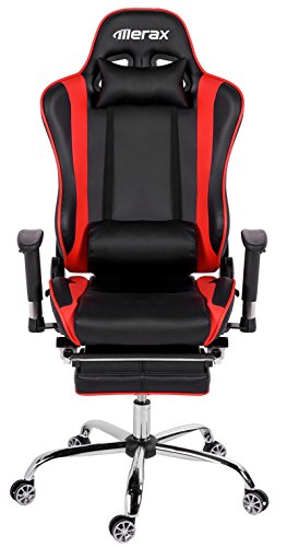 6902081000242 - MERAX® BIG AND TALL BACK ERGONOMIC RACING STYLE ADJUSTABLE CHAIR EXECUTIVE OFFICE CHAIR, RED（TALL AND BIG）