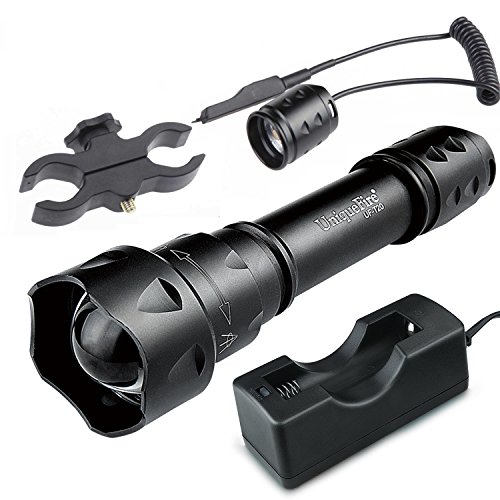 0690457601778 - UNIQUEFIRE UF-T20 IR 850NM T38 38MM LENS INFRARED LIGHT NIGHT VISION FLASHLIGHT TORCH + CHARGE + PRESSSURE SWITCH + RIFLE SCOPE MOUNT KIT SET