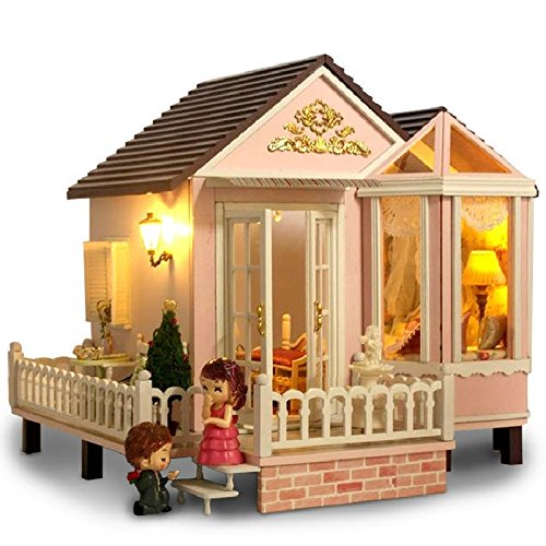 6904667002404 - TOP GIFT CHOICE! DIY WOOD DOLL HOUSE LARGE VILLA TOY FURNITURE HANDMADE 3D MINIATURE DOLLHOUSE TOYS--SWEET CONVENTION
