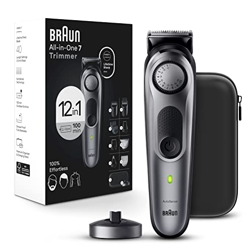 0069055137215 - BRAUN ALL-IN-ONE STYLE KIT SERIES 7 7440, 12-IN-1 TRIMMER FOR MEN WITH BEARD TRIMMER, BODY TRIMMER FOR MANSCAPING, HAIR CLIPPERS & MORE, BRAUN’S SHARPEST BLADE, 40 LENGTH SETTINGS, WATERPROOF