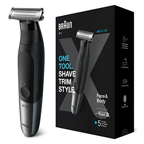 0069055889787 - BRAUN SERIES XT5 – BEARD TRIMMER, SHAVER AND ELECTRIC RAZOR FOR MEN, BODY GROOMING KIT FOR MANSCAPING, DURABLE ONE BLADE, ONE TOOL FOR STUBBLE, HAIR, GROIN, UNDERARMS, XT5100
