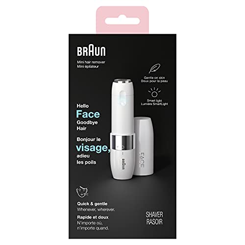 0069055889886 - BRAUN MINI HAIR REMOVER, ELECTRIC FACIAL HAIR REMOVAL FOR WOMEN, QUICK & GENTLE, FINISHING TOUCH FOR UPPER LIPS, CHIN & CHEEKS, FOR EASIER MAKEUP APPLICATION, IDEAL FOR ON-THE-GO, WITH SMARTLIGHT