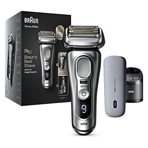 0069055889923 - BRAUN ELECTRIC RAZOR FOR MEN, SERIES 9 PRO 9477CC+ WET & DRY ELECTRIC FOIL SHAVER WITH PROLIFT BEARD TRIMMER, CLEANING & CHARGING SMARTCARE CENTER & CHARGING POWER CASE, GALVANO SILVER