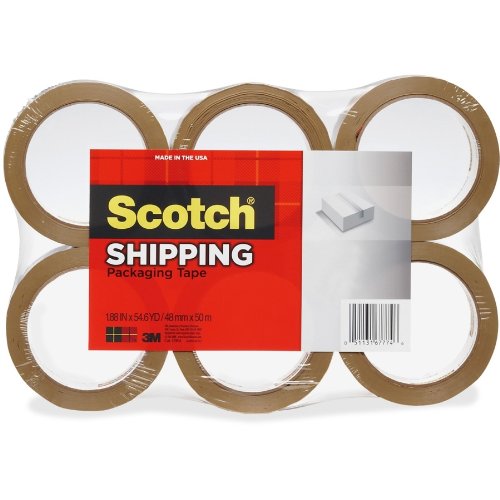 0069060162929 - SCOTCH LIGHTWEIGHT SHIPPING PACKAGING TAPE, 1.88 INCHES X 54.6-YARDS, TAN, 6 PACK (3350T-6)