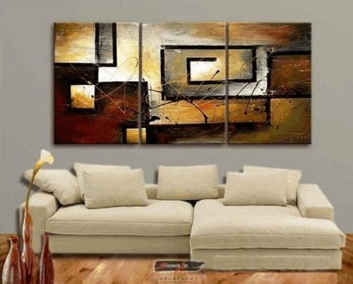 6906278140391 - MARS ART 100% HAND PAINTED OIL PAINTING ABSTRACT ART LARGE MODERN ART 3 PIECE WALL ART CANVAS ART FOR HOME DECORATION (UNSTRETCH/UNFRAME)