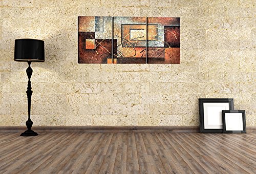6906278140438 - MARS HAND PAINTED OIL PAINTING ABSTRACT ART CANVAS UNSTRETCH/UNFRAME LARGE, 3 PIECE