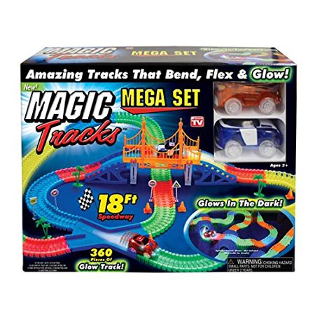 0690951511344 - MAGIC TRACKS 18 FT. MEGA SET WITH LED RACE CARS MEGA-COOL COLORFUL GLOW IN THE DARK RACING!