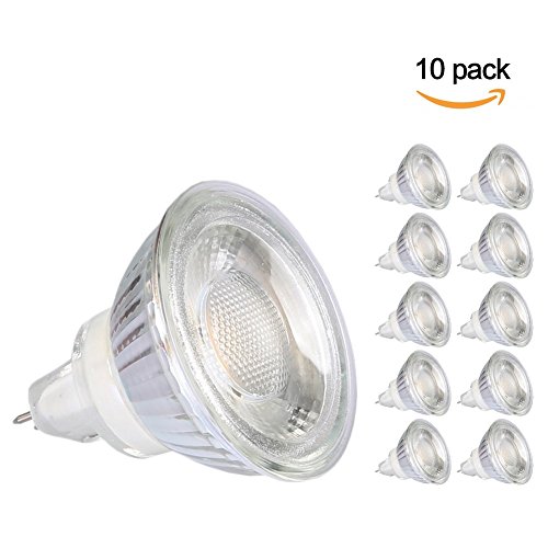 6912342876400 - B-RIGHT PACK OF 10 UNITS 5W MR16 LED BULBS, 3000K WARM WHITE, 50W HALOGEN EQUIVALENT, 38° BEAM ANGLE, WITH LENS CAP FOR HOME, LANDSCAPE, RECESSED, TRACK LIGHTING
