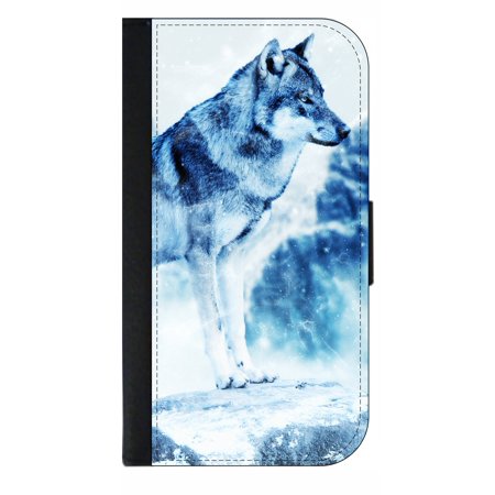 0691339809183 - WHIMSICAL WOLF - WALLET STYLE CELL PHONE CASE WITH 2 CARD SLOTS AND A FLIP COVER COMPATIBLE WITH THE STANDARD APPLE IPHONE X - IPHONE 10 UNIVERSAL