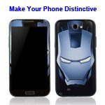 6913473661163 - EMBOSS IRON MAN BACK COVER HOUSING FOR SAMSUNG N7100 GALAXY NOTE II W/ FRONT DECAL STICKER - GREY
