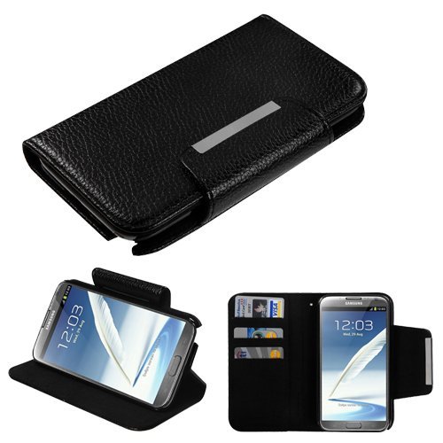 6913937492470 - FITS SAMSUNG T889 I605 N7100 GALAXY NOTE II BLACK PREMIUM BOOK-STYLE MYJACKET WALLET (WITH CARD SLOT)