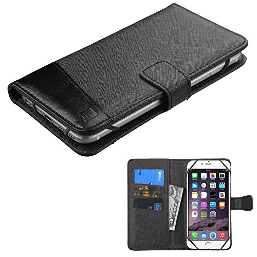 6913937577672 - FITS IPHONE, MOTOROLA, SAMSUNG, ETC. YUGA UNIVERSAL BLACK MYJACKET PU LEATHER CASE WALLET FOR PHONES WITH DISPLAY SIZE OF 5.2-6.0