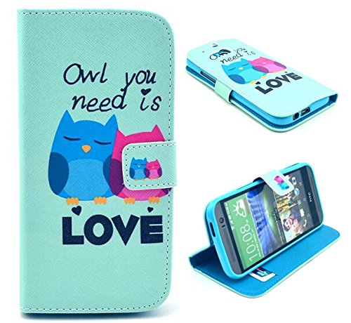 6914950753944 - FASHION PRINTS OWL BIRDS PATTERNS BOOK FOLIO FLIP PU LEATHER CASE FOR HTC ONE M8 WALLET COVER PHONE PROTECTIVE SKIN POUCH BAG WITH CREDIT CARD HOLDER SLOTS AND STAND FOR HTC ONE2 (A- OWL 1)