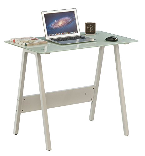 6915435079979 - 【LOWEST PRICE FIRE SALE】MERAX STYLISH DESIGN HOME AND OFFICE COMPUTER WRITING DESK TABLE ,GLASS TOP ，GLOSSY WHITE