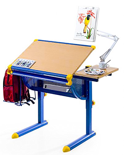 6918236677634 - MERAX ADJUSTABLE DRAWING AND DRAFTING TABLE STUDENT DESK ART STATION（BLUE）