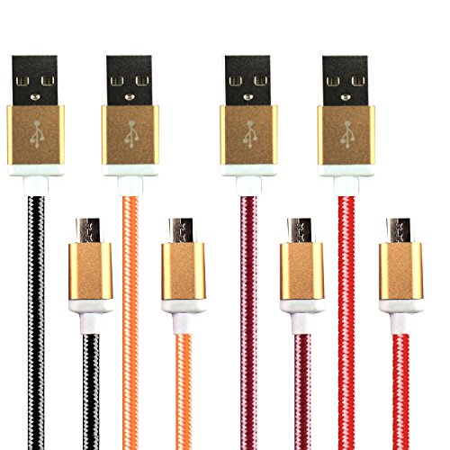 6918400815053 - MICRO USB CABLE , ASHTARTE HIGH SPEED 6.6FT (2M) NYLON BRAIDED TANGLE-FREE MICRO USB 2.0 CABLE ALUMINUM SHELL CONNECTORS FOR ANDROID, SAMSUNG, HTC, NOKIA, SONY AND OTHER TABLET SMARTPHONE (BLACK，PINK，ROSE BENGA AND ORANGE)