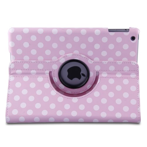 6920835822292 - GENERIC CUTE 360 DEGREE ROTATING PU LEATHER FOLIO CARRYING CASE WITH DOT DESIGN PATTERN COMPATIBLE WITH 9.7 INCH IPAD AIR / IPAD 5 (AUTO SLEEP/WAKE FUNCTION AND MULTI-ANGLE VERTICAL AND HORIZONTAL STAND)+WITH A STYLUS AS A GIFT (PINK)