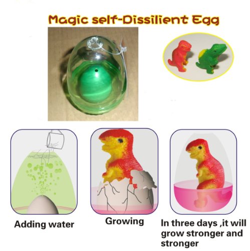 6921041722444 - MAGIC SELF-DISSILIENT DINOSAUR EGG . COLOR: GREEN, WITH HATCHERY DOME KIT READY TO HATCH A NEW BORN BABY DINOSAUR.