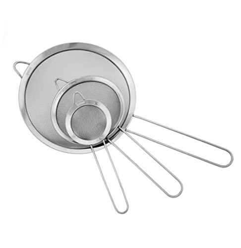 0692129454682 - IPOW STAINLESS STEEL FINE TEA MESH STRAINER COLANDER SIEVE WITH HANDLE FOR KITCHEN FOOD RICE VEGETABLE,SET OF 3