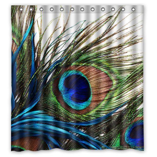 6921304944002 - ANIMAL SERIES,COLORFUL PEACOCK FEATHER PICTURE FOR POLYESTER SHOWER CURTAIN 66 X 72 INCHES