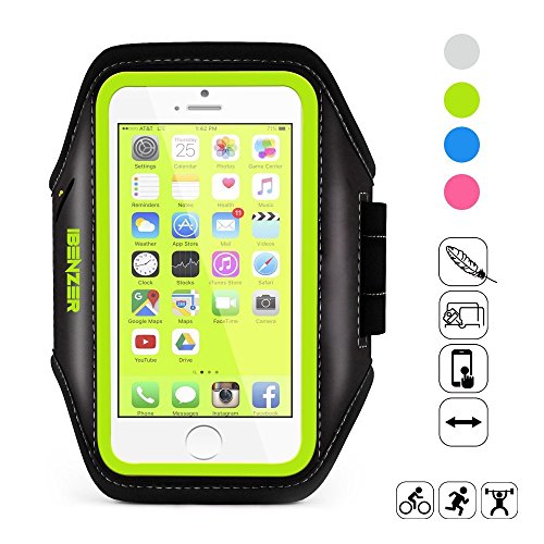 0692193647195 - IBENZER PREMIUM WATER RESISTANT EXERCISE ARMBAND WITH KEY & ID CARD HOLDER FOR IPHONE 6 PLUS, 6S PLUS AND 5.5 INCH SCREEN PHONE REFLECTIVE STRIP GREEN US-AB0155GN