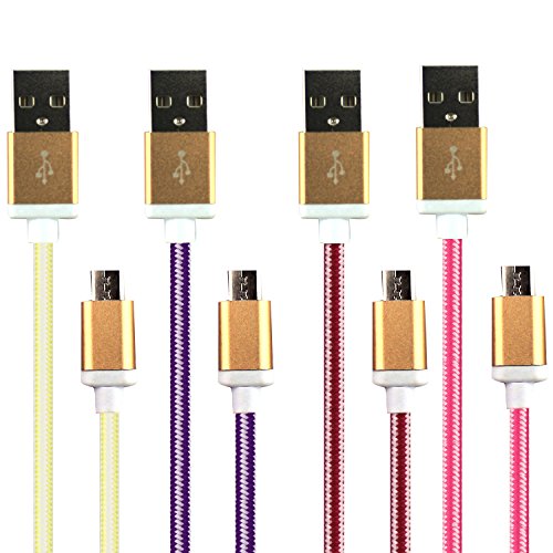 6922447468882 - MICRO USB CABLE , ASHTARTE HIGH SPEED 6.6FT (2M) NYLON BRAIDED TANGLE-FREE MICRO USB 2.0 CABLE ALUMINUM SHELL CONNECTORS FOR ANDROID, SAMSUNG, HTC, NOKIA, SONY AND OTHER TABLET SMARTPHONE(RED，PURPLE，WHITE AND ROSE BENGA)