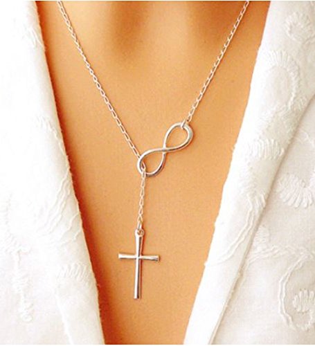 6922848907041 - LM INFINITY CROSS NECKLACE - STERLING SILVER CROSS INFINITY LARIAT - FAITH FOREVER