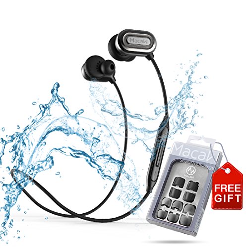6923115105238 - SWEATPROOF BLUETOOTH HEADSET,MACAW T1000 LONG BATTERY WIRELESS V4.1 EARPHONE NOISE CANCELLING STEREO SPORT W/MIC WATERPROOF LIGHTWEIGHT EARBUDS FOR IPHONE 7 NOTE 7 SMARTPHONE (GREY)-GET FREE TIPS