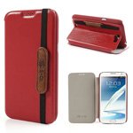 6923397614442 - RED S-CH CRAZY HORSE LEATHER COVER FOR SAMSUNG N7100 GALAXY NOTE 2, W/ STAND & ELASTIC CORD