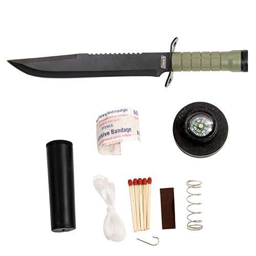 6923669712722 - COLEMAN FIXED BLADE SURVIVAL KNIFE, SURVIVAL KIT INCLUDED IN THE HANDLE, BLACK NYLON SHEATH WITH GRINDSTONE, 16-INCH OVERALL - CM2013