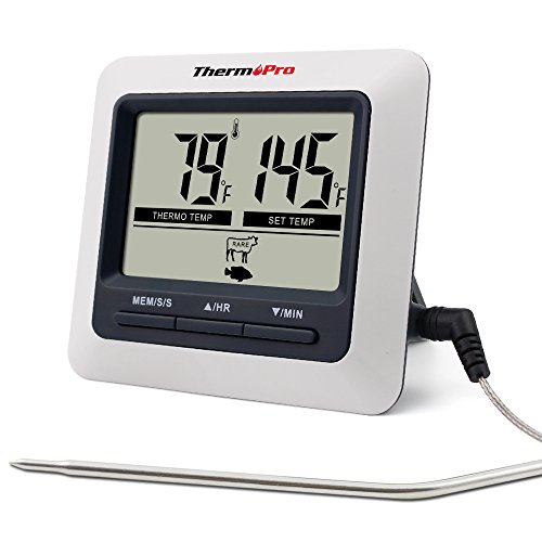 6927082801247 - THERMOPRO TP-04 LARGE LCD DIGITAL GRILLING OVEN, COOKING, MEAT THERMOMETER BUILT IN COOKING CLOCK TIMER WITH STAINLESS STEEL STEP-DOWN PROBE