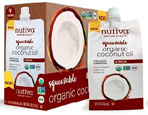 0692752109959 - NUTIVA ORGANIC, UNREFINED, VIRGIN COCONUT OIL, SQUEEZABLE 12-OUNCE POUCH (PACK OF 4)