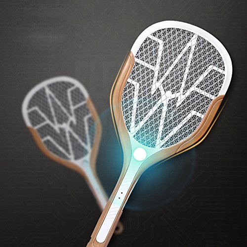 6928652782614 - RECHARGEABLE MOSQUITO, FLY KILLER AND BUG ZAPPER RACKET - 3000 VOLT - USB CHARGING, SUPER-BRIGHT LED LIGHT TO ZAP IN THE DARK - UNIQUE 3-LAYER SAFETY MESH THAT'S SAFE TO TOUCH