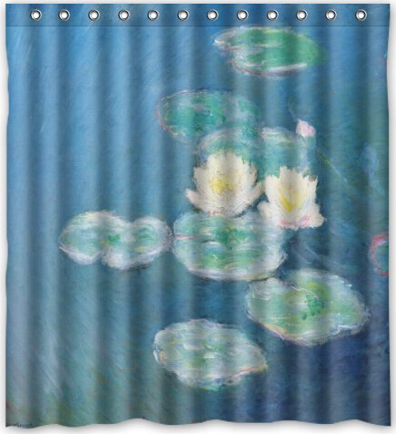 0693004354271 - HOME@ 66 INCHES WATER LILIES BY CLAUDE MONET BATHROOM SHOWER CURTAIN WITH HOOKS NEW WATERPROOF POLYESTER FABRIC BATH CURTAIN ( SHOWER )