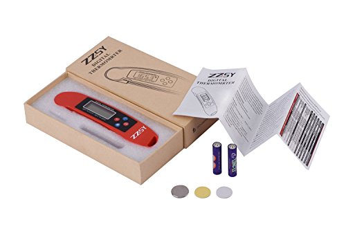 6930095010636 - FOOD THERMOMETER,ZZSY DIGITAL INSTANT READ MEAT THERMOMETER WITH LONG PROBE FOR MEAT,GRILL,CANDY,MILK AND BATH WATER RED