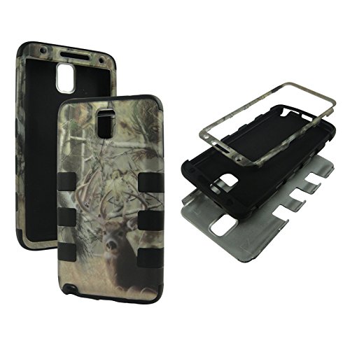 6930504184453 - HYBRID BK CAMO TAIL DEER PINE SAMSUNG GALAXY NOTE 3 III N9000 HYBRID BOX HIGH IMPACT SHOCK DEFENDER PLASTIC OUTSIDE WITH SOFT SILICONE INSIDE DROP DEFENDER SNAP-ON PROTECTOR COVER CASE