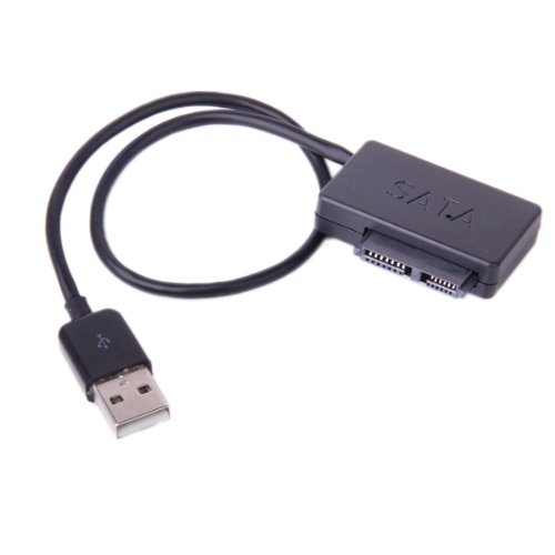 6930953068885 - USB 2.0 TO 7+6 13PIN SLIMLINE SATA LAPTOP CD/DVD ROM OPTICAL DRIVE ADAPTER CABLE BLACK/WHITE