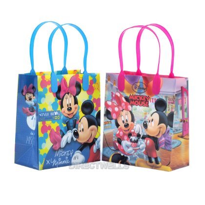 6931190811876 - DISNEY MICKEY AND MINNIE MOUSE REUSABLE PREMIUM PARTY FAVOR GOODIE SMALL GIFT BAGS 12 (12 BAGS)