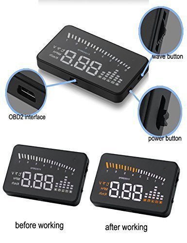 6931254766562 - ROAD GUARDIAN X5 3'' UNIVERSAL MULTI-FUNCTION VEHICLE-MOUNTED HEADS UP DISPLAY CAR WINDSHIELD OBD II EOBD SYSTEM MODEL COMPATIBLE WITH ALL CARS