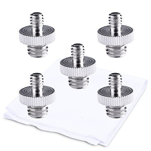 6932083812017 - LONGRUNER 5 PIECES STANDARD 1/4 MALE TO 3/8 MALE THREADED SCREW ADAPTER TRIPOD SCREW CONVERTER WITH PREMIER CLEANING CLOTH KH03