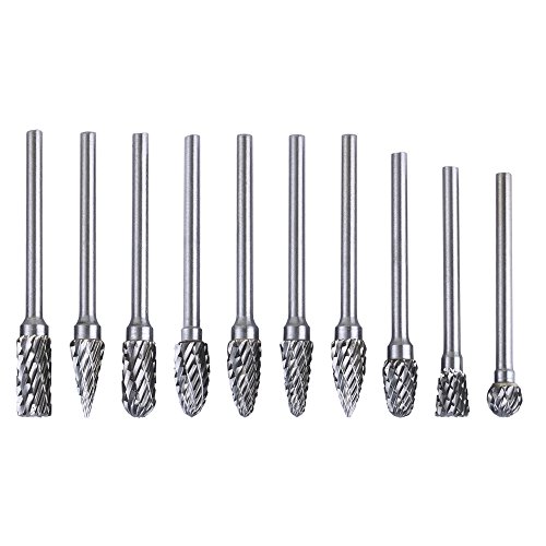 6932083813342 - LONGRUNER 1 SET DOUBLE CUT CARBIDE ROTARY BURR (10 PIECES 3X6MM TUNGSTEN STEEL TUNGSTEN CARBIDE ROTARY BITS) DIAMOND BURRS FOR WOODWORKING DRILLING CARVING ENGRAVING LC02