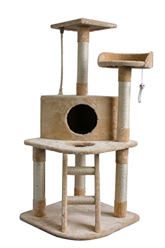 6932340840593 - TIME-LIMITED SALE CARB-CERTIFIED MERAX CAT TREE CAT HOUSE WITH CONDO SCRATCHING POST (DESIGN-NO.7)