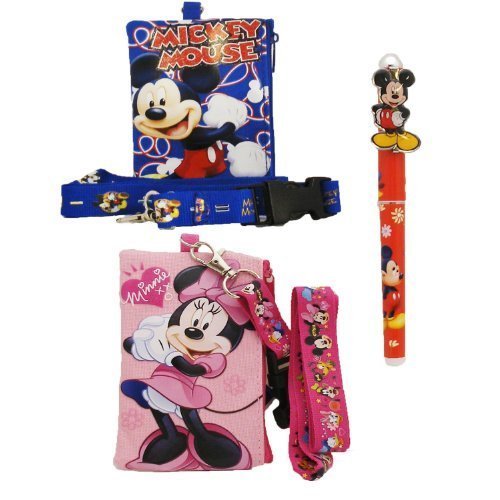 6933122544371 - DISNEY SET OF 2 MICKEY MOUSE AND FRIENDS LANYARDS WITH DETACHABLE COIN PURSE AND 1 PEN